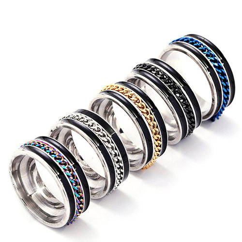Spinner Chain Rotable Rings For Men Women Titanium