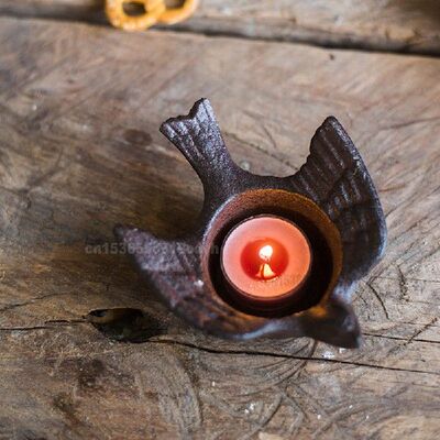 Retro Cast Iron Bird Candle Holder Old Wrought Iron Ashtray