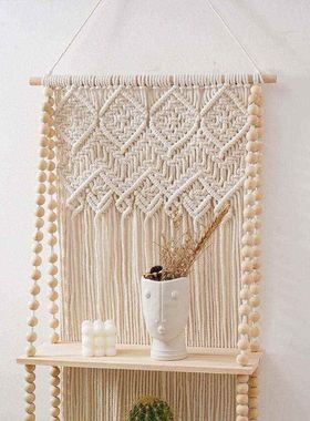 Woven Floating Shelf Tapestry Boho Style Hanging Art Plant