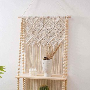 Woven Floating Shelf Tapestry Boho Style Hanging Art Plant