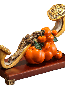 新中式事事如意柿子摆件入户玄关电视柜家居装饰品办公室桌面摆设