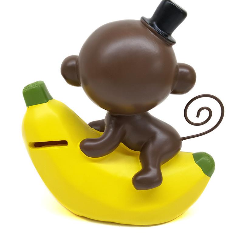 2023新款情人节礼品创意卡通趴香蕉猴存钱罐树脂猴子摆件儿童房家