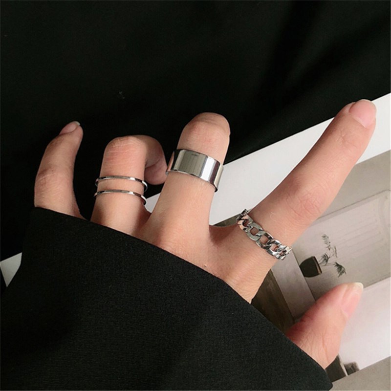 Korea Metal Circular Punk Rings Set Opening Index Finger Acc