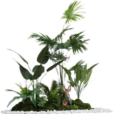 室内楼梯下造景空间转角仿真绿色植物盆栽假树仿真树景观植物造景