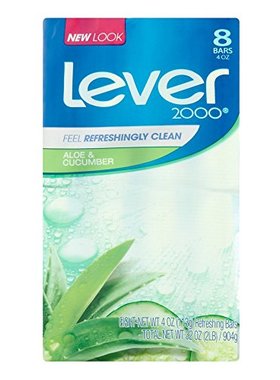 Lever 2000 Bar Soap  Aloe & Cucumber  4 oz bars  8 ea (Pack