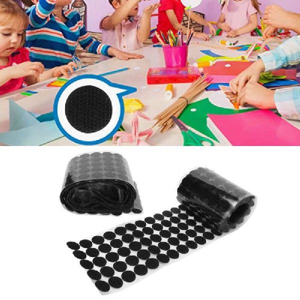 500 Pairs Hook and Loop Dots 2cm Black Reusable Round Self