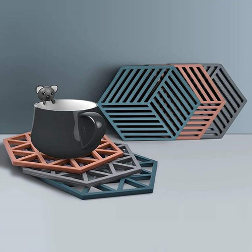 1PC Silicone Tableware Insulation Mat Coaster Cup Hexagon