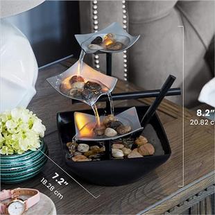 程序员桌面流水摆件高山心情办公室茶台清新装饰开业送礼招财