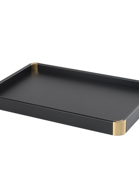 中式长方形托盘摆件样板房间书房茶室茶几茶盘果盘软装装饰品摆设