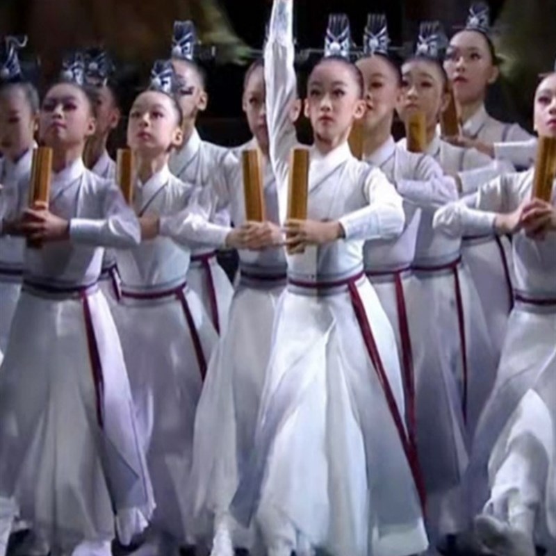 新品少年志儿童国学服壮志少年行舞蹈演出表演服装男女童风古典汉