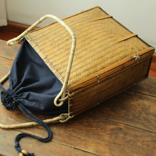 极速厂销竹编藤编竹筐收纳筐竹篮篮子编织竹制品手提竹编包男款包