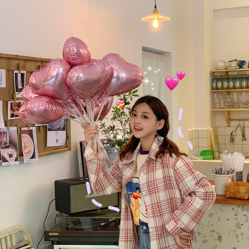 七夕情人节布置装饰爱心心形桃心铝膜气球网红托杆地推活动小礼品