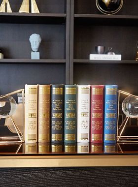 创意轻奢书挡欧式金属书靠摆件家居水晶球酒柜办公室桌书架装饰品