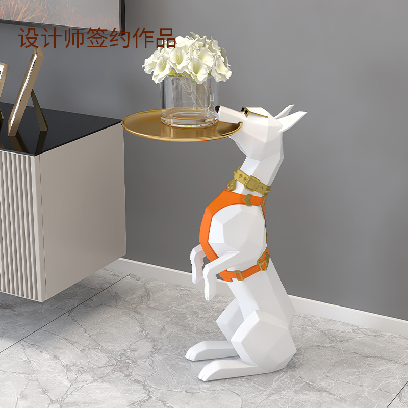 北欧创意大型落地狗摆件电视柜玄关客厅家居饰品收纳乔迁新居礼品