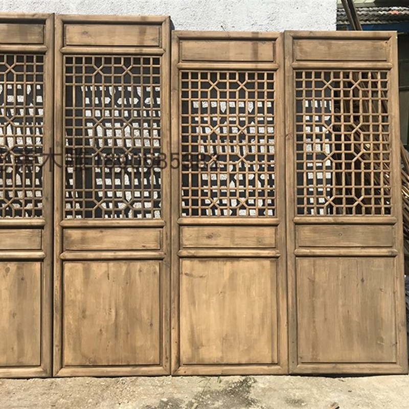 做旧花格仿古门窗 明式古门窗 中式做旧木门