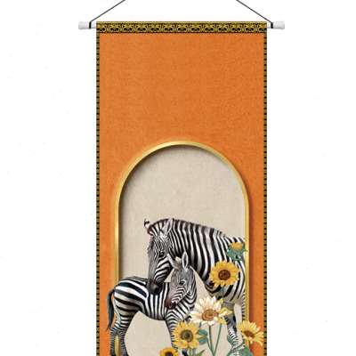 现代简约饭厅玄关布艺挂画客厅背景墙挂布走廊过道挂毯装饰画超大图片