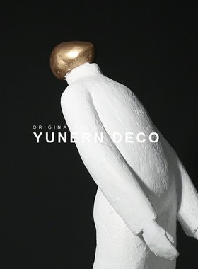 简约现代白色抽象人物摆件样板房售楼处书房软装饰品人像雕塑摆设