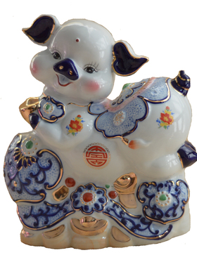 猪存钱罐陶瓷招财生肖生日礼物只进不出猪装饰创意猪零钱罐大号