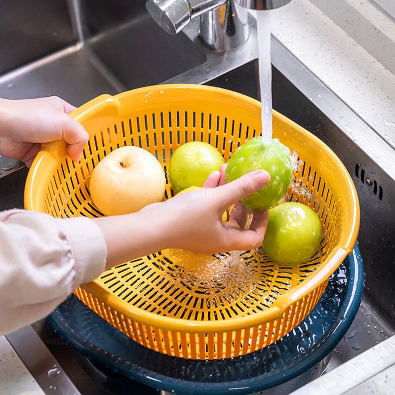 厨房多功能洗菜篮塑料双层果蔬篮沥水篮洗菜盆滤水盆家用水果盘子