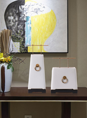 新中式禅意陶瓷摆件客厅玄关样板间售楼处书房博古架现代软装饰品