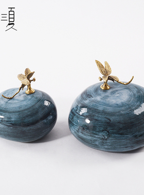 新中式陶瓷摆件高端酒柜装饰品样板间客厅茶几玄关博古架软装摆设