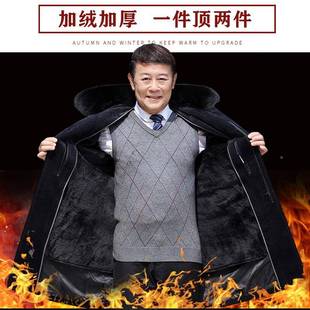 中老Q-447年毛呢男爸爸冬装外套老年人棉衣加绒加厚大爷服衣爷衣7