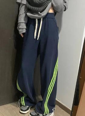 直色筒运动厚裤棉裤男夏季潮V-X01079牌覆古条撞休闲 美式纹高街