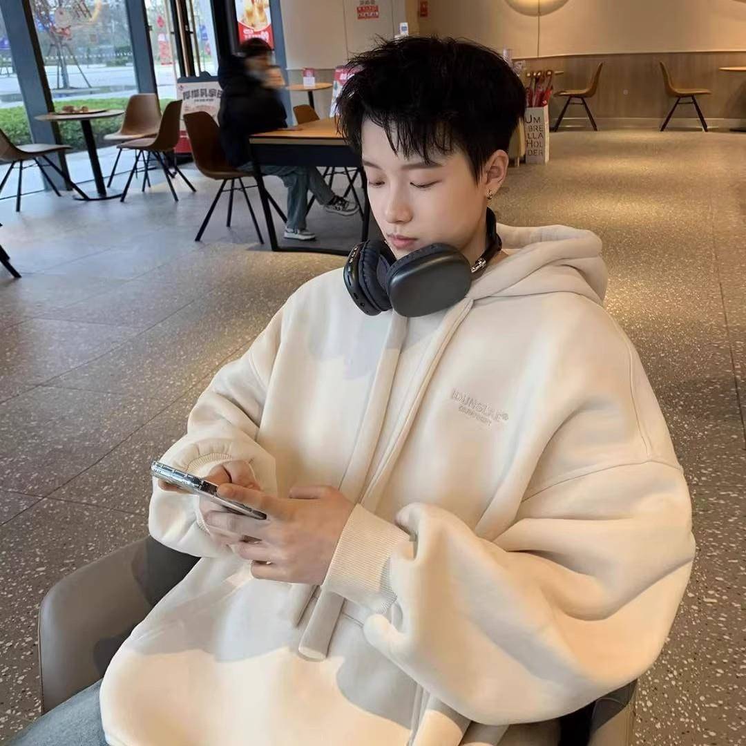 NWY06030石一树美侣式情连帽卫仓牌衣男潮2024新款冬装男生复古加