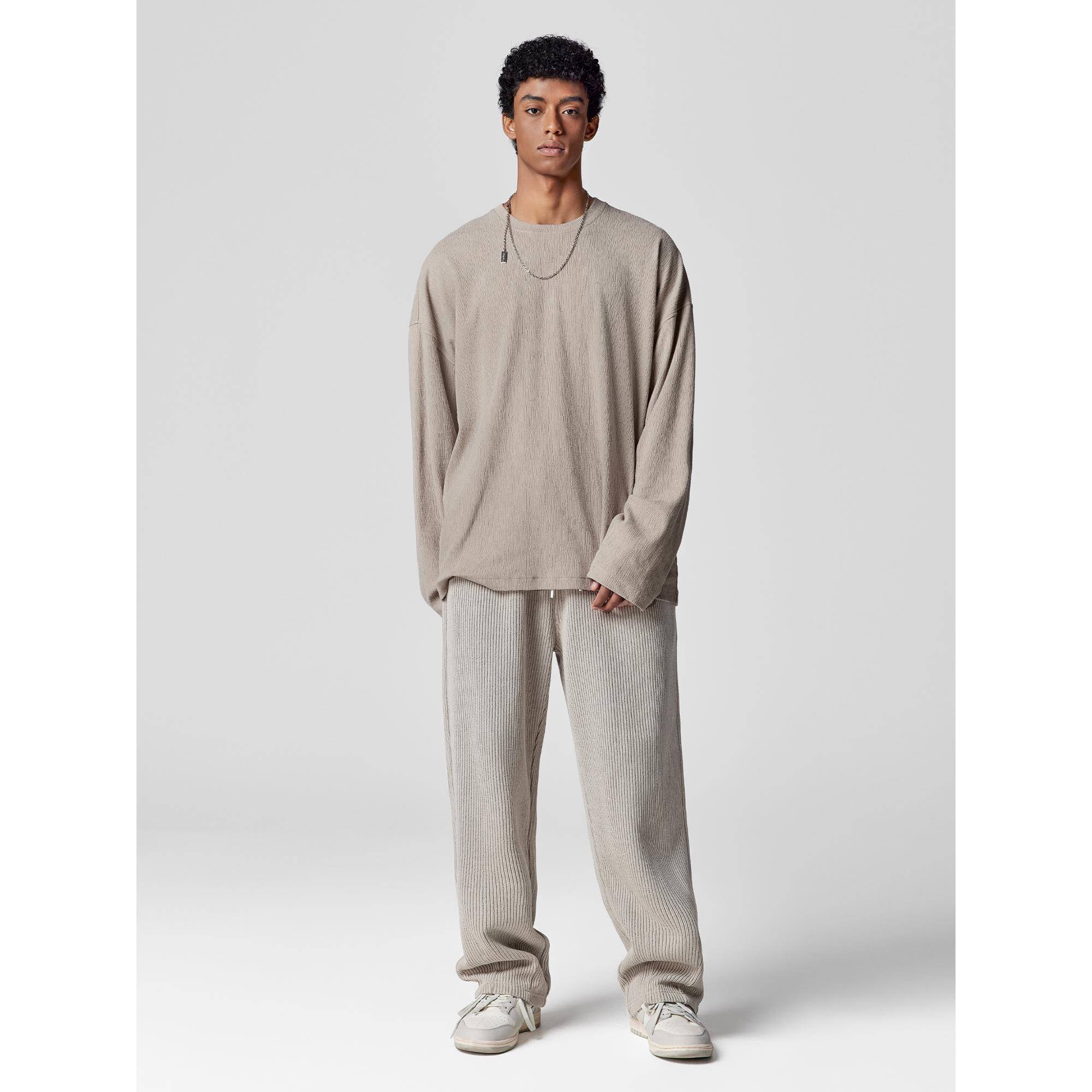 Bodydream质感长袖t恤上男士春秋下摆衫衬宽松衣纯色圆领套头季B3