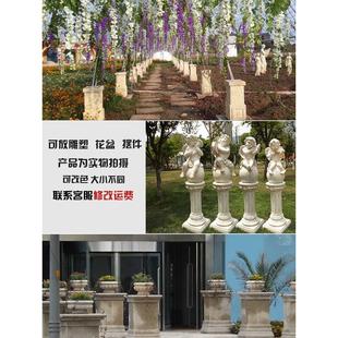 婚庆路引道具户外石膏方形罗马柱子花架花盆底座落地装 欧式 饰摆件