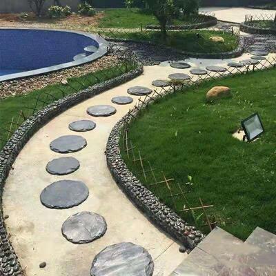 文化石室外砖青石板地砖庭院花园圆形长方石不规则草坪汀步石铺路