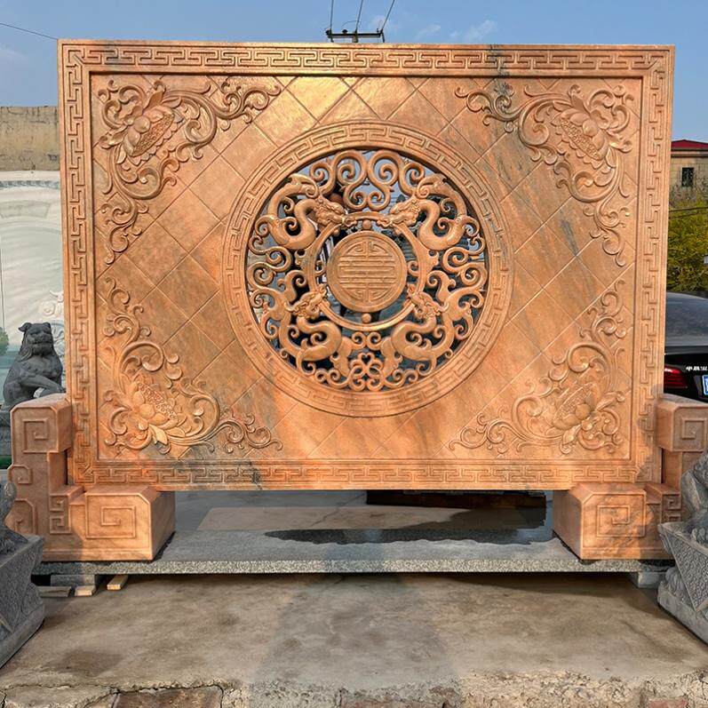 石雕迎门石石雕红屏风大理石四合院背书窗花麒麟青石影壁喷泉