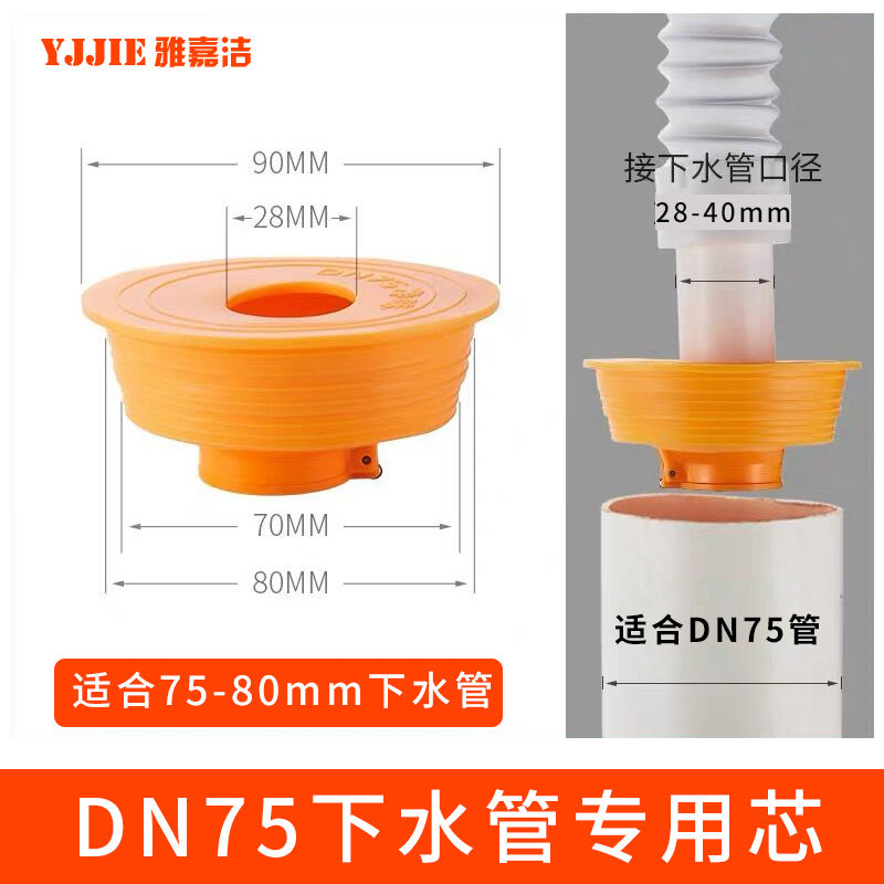 厨房下水管防臭密封圈洗手脸盆神器下水管道洗菜盆50管75管防臭塞