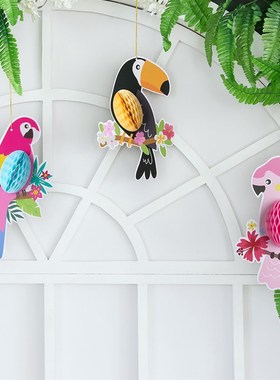 3pcs Honeycomb Tropical bird Set Hanging Decorations Tropica