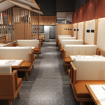 极速新中式实木主题餐厅靠墙卡座沙发奶茶小吃烧烤店快餐店桌椅组