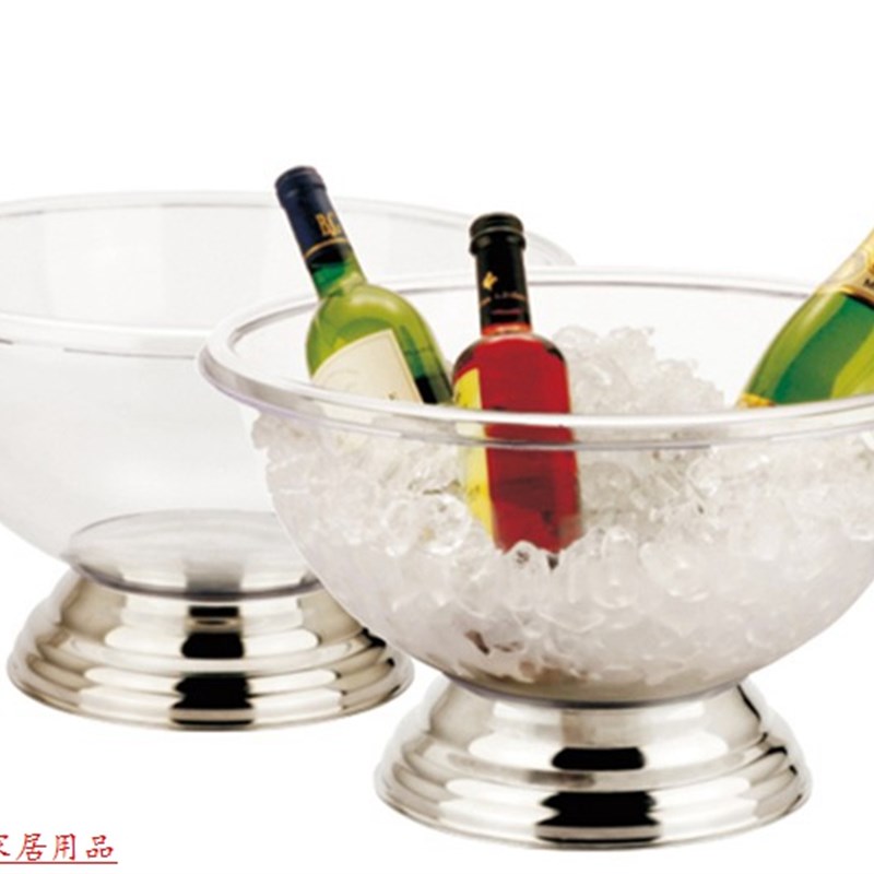 透明沙律盆加大香槟桶亚克力大冰桶PC塑料冰盆冰桶不锈钢酒吧冰桶