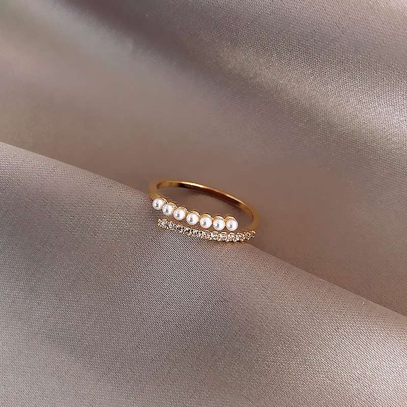 Baroque pearl index ring niche design joint ring simple ladi