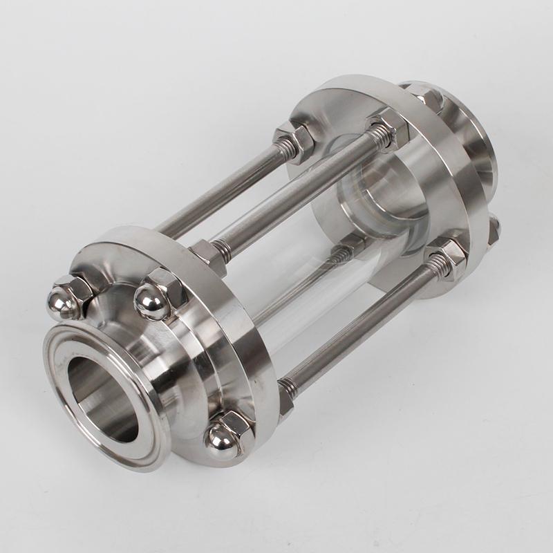 304不锈钢快装夹头管道视镜卫生级快开卡箍式直通玻璃管观察视盅