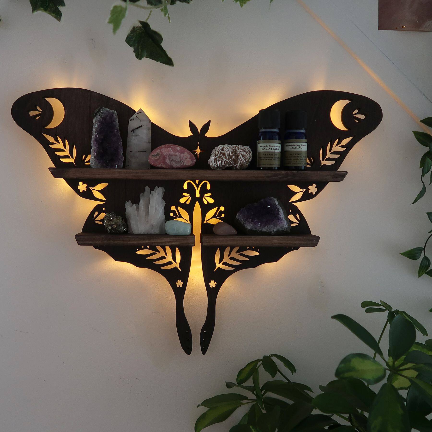 Luna Moth Lamp Crystal Shelf 月神蛾灯水晶架蝴蝶水晶置物架