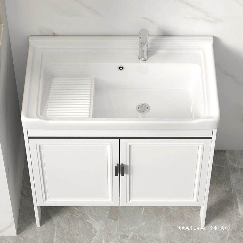 新款简约现代落地浴室柜一体陶瓷盆E0级环保防雾照明设计可储物