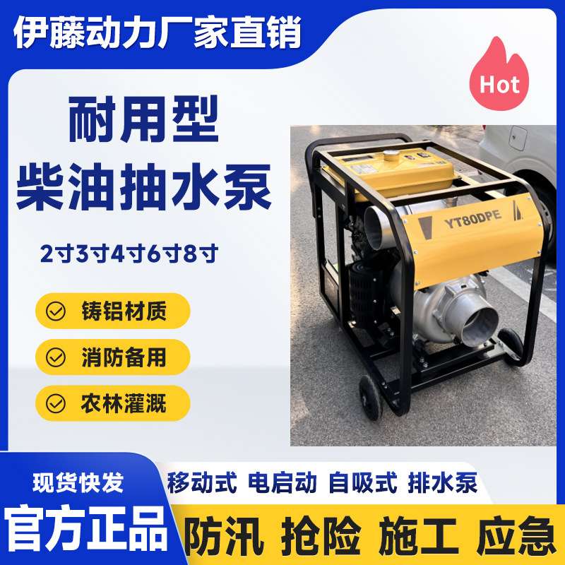 小型便携式柴油抽水泵YT20DP/YT30DP防汛农业灌溉园林绿化2寸3寸
