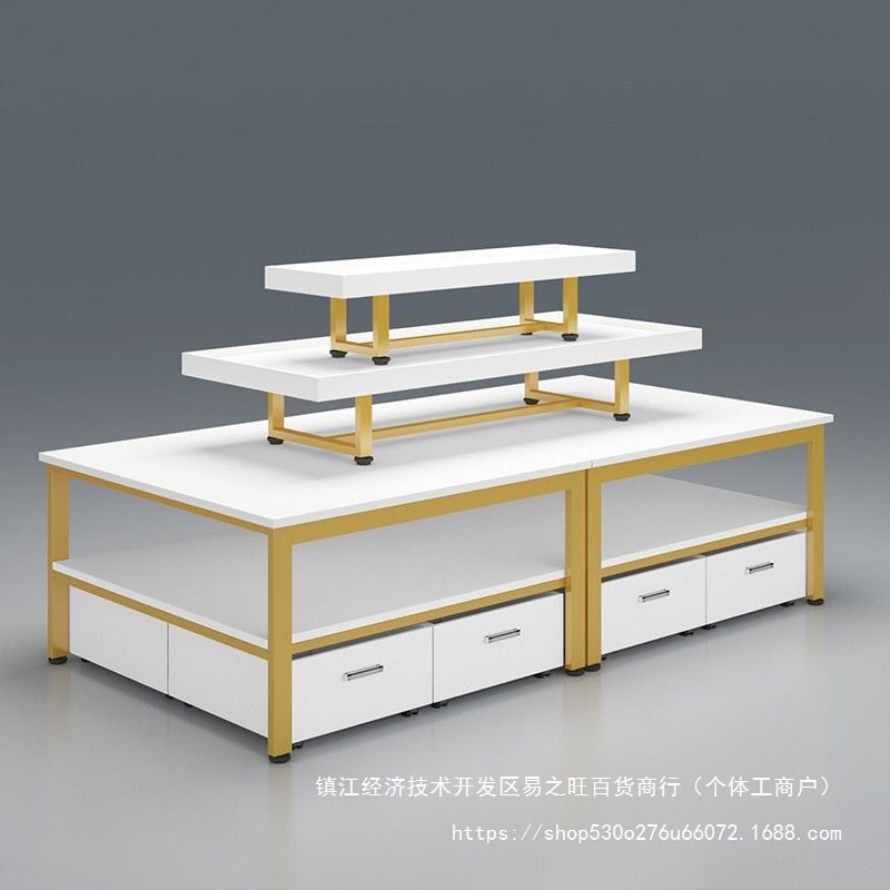 中岛鞋架中岛台展示台化妆品中岛中岛展示台三层文具中岛柜展示柜
