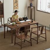 新中式 黑胡桃木泡茶桌茶桌椅组合简约全实木阳台茶桌茶台小户型