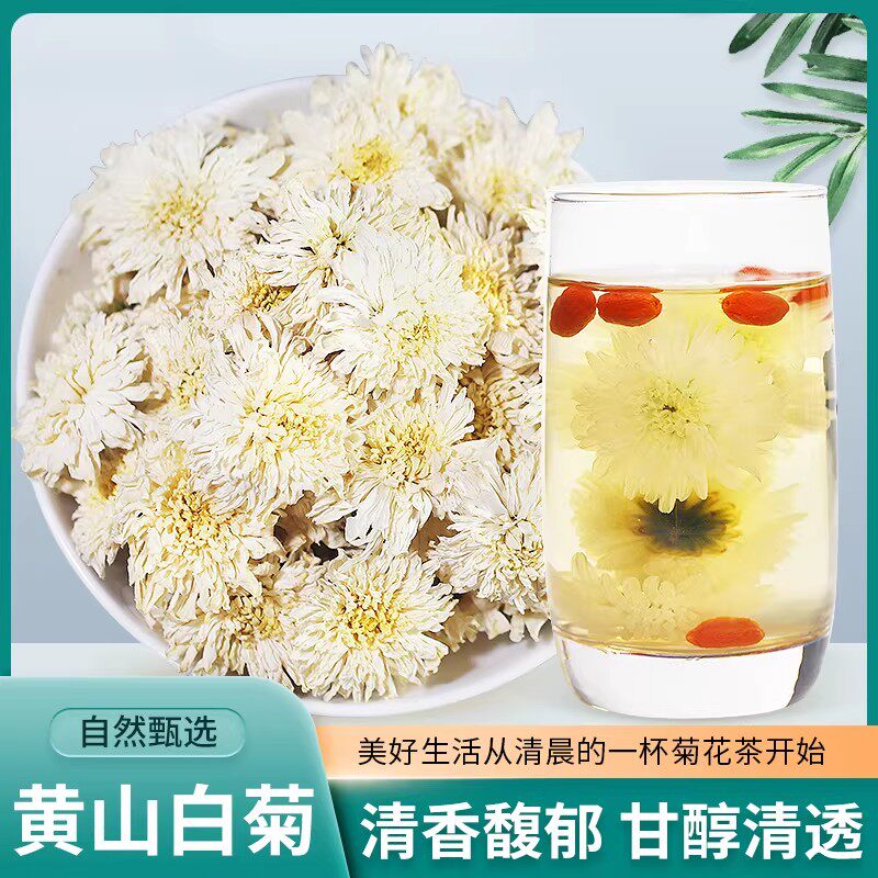 2025黄山白菊花茶冲泡饮用水白贡菊泡茶花白菊花胎菊花草茶散装
