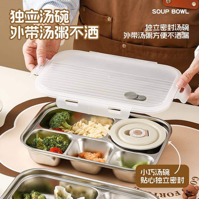 餐盘16QYX锈不钢儿童快餐3盘宝宝专用分格吃饭孩盘男女孩幼儿园餐