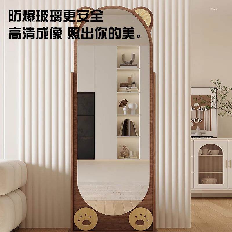 洞洞衣镜旋转全身镜可移动落卧地镜熊女生无品牌/室网红衣挂架一