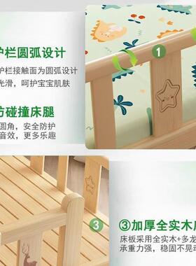 暐赉实木儿童男床公带护栏小床婴AL102462儿孩女孩主单人床边床加