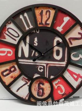 特TEMU木跨复古时钟创意装挂饰钟墙境贴钟亚马逊立体86073厂家货