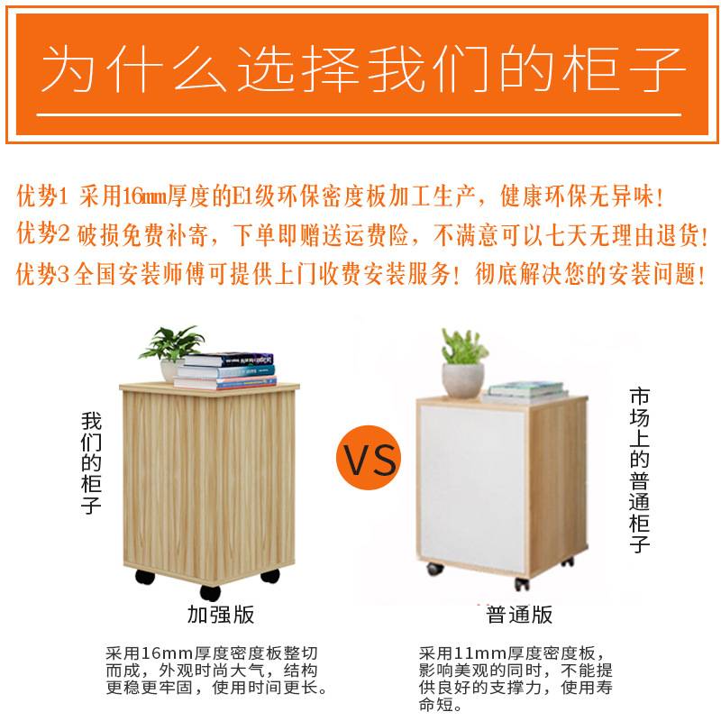 办公室木质文件柜带锁办公小柜子储物柜移动矮柜桌下三抽屉活动柜