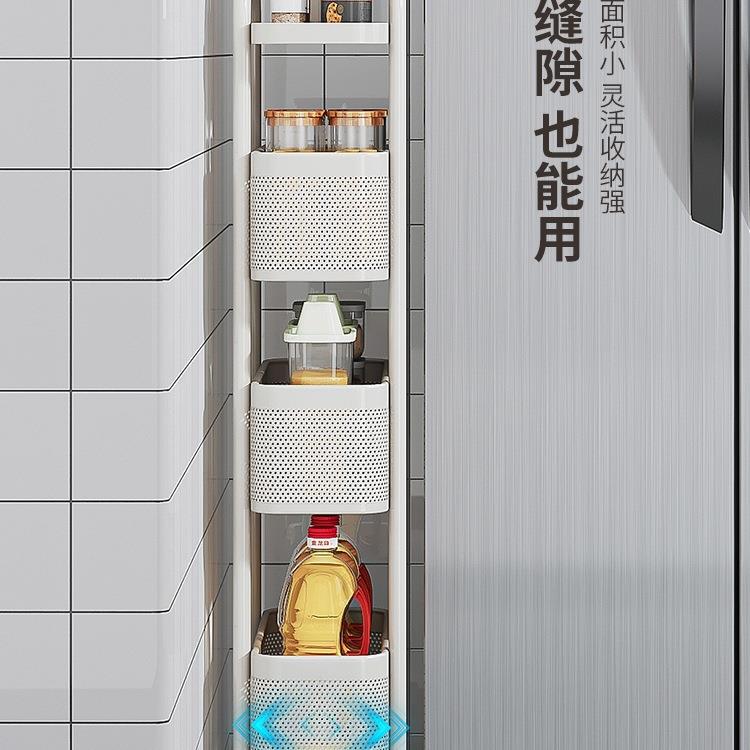 F976S99T厨房置物架缝落地推窄柜家用卫生间厕所冰箱侧夹隙缝小车
